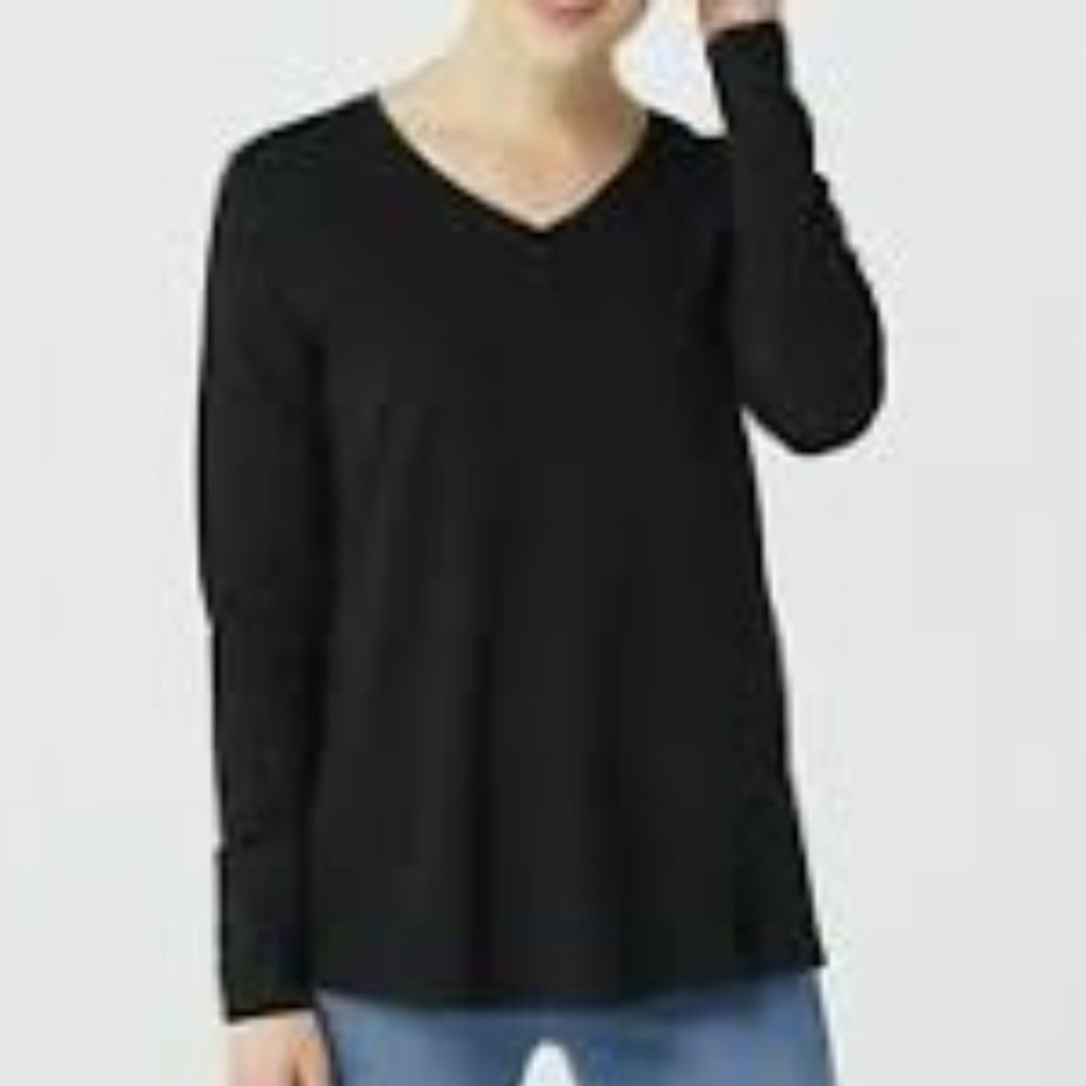 Isaac Mizrahi Live! V-Neck Forward Seam Knit Top  9705